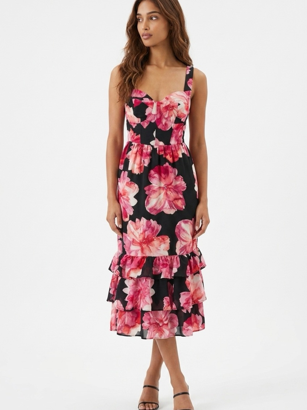 Sofia by Sofia Vergara Black Dress with Coral and Pink Accents